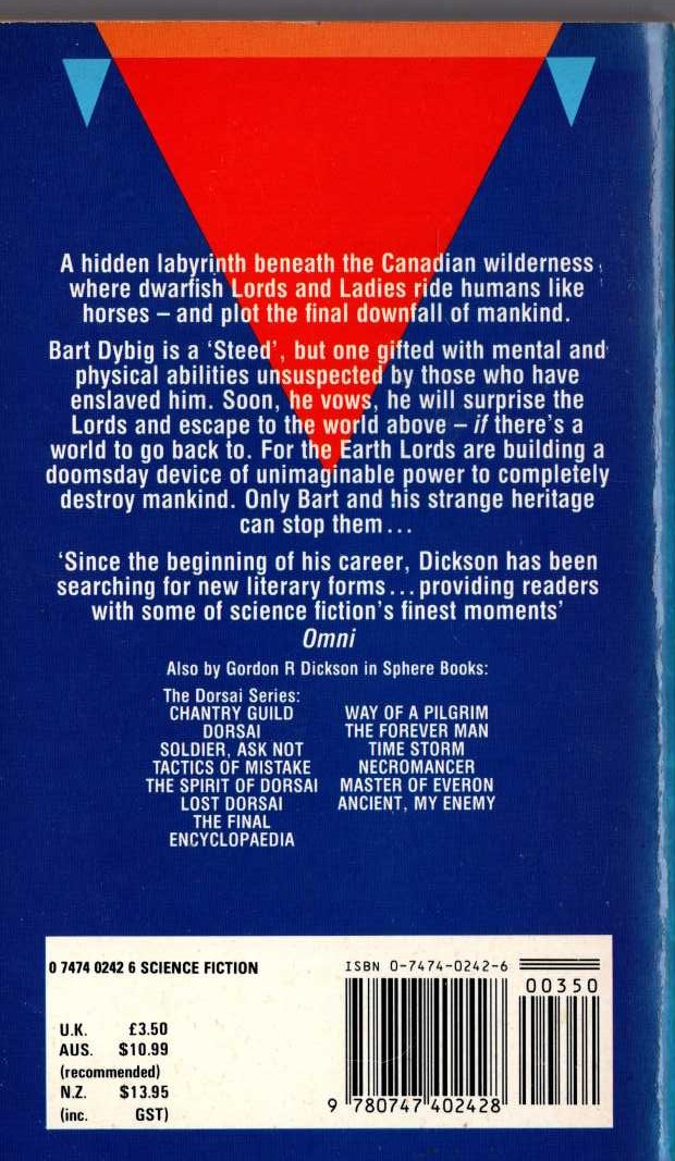 Gordon R. Dickson  THE EARTH LORDS magnified rear book cover image