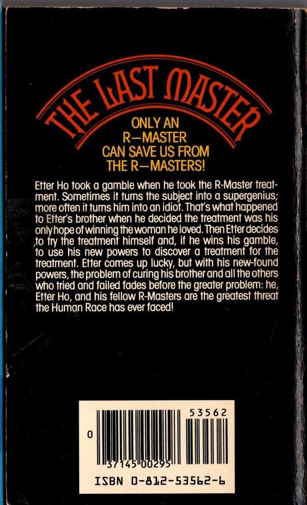 Gordon R. Dickson  THE LAST MASTER magnified rear book cover image