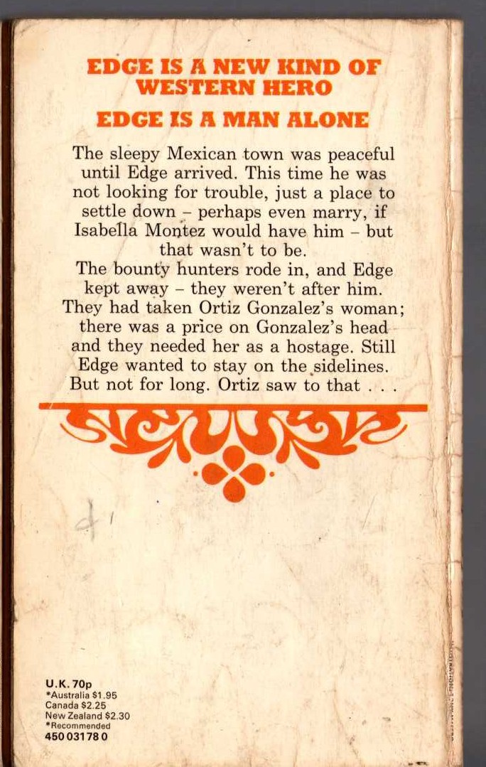 George G. Gilman  EDGE 26: SAVAGE DAWN magnified rear book cover image