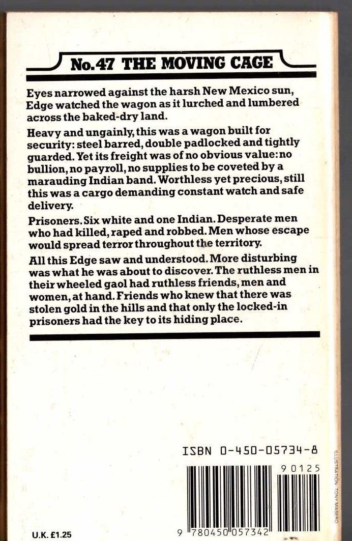 George G. Gilman  EDGE 47: THE MOVING CAGE magnified rear book cover image