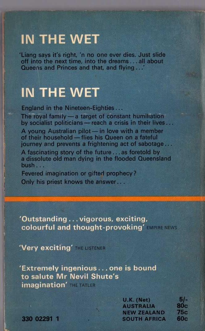 Nevil Shute  IN THE WET magnified rear book cover image