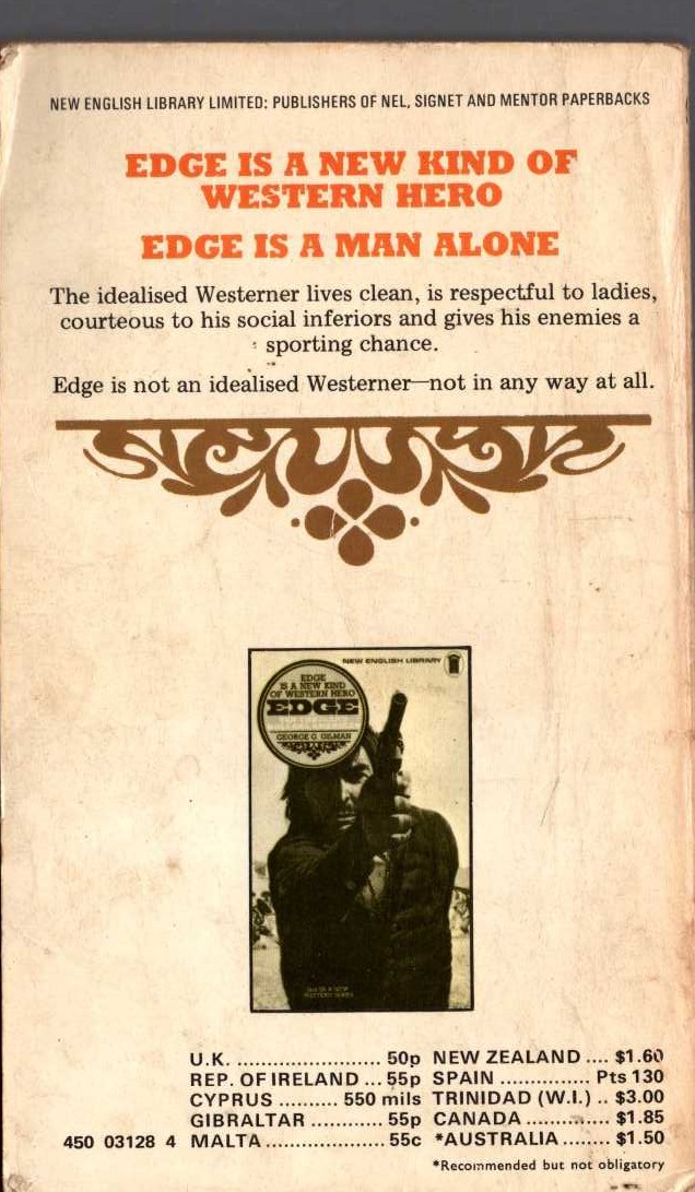 George G. Gilman  EDGE 1: THE LONER magnified rear book cover image