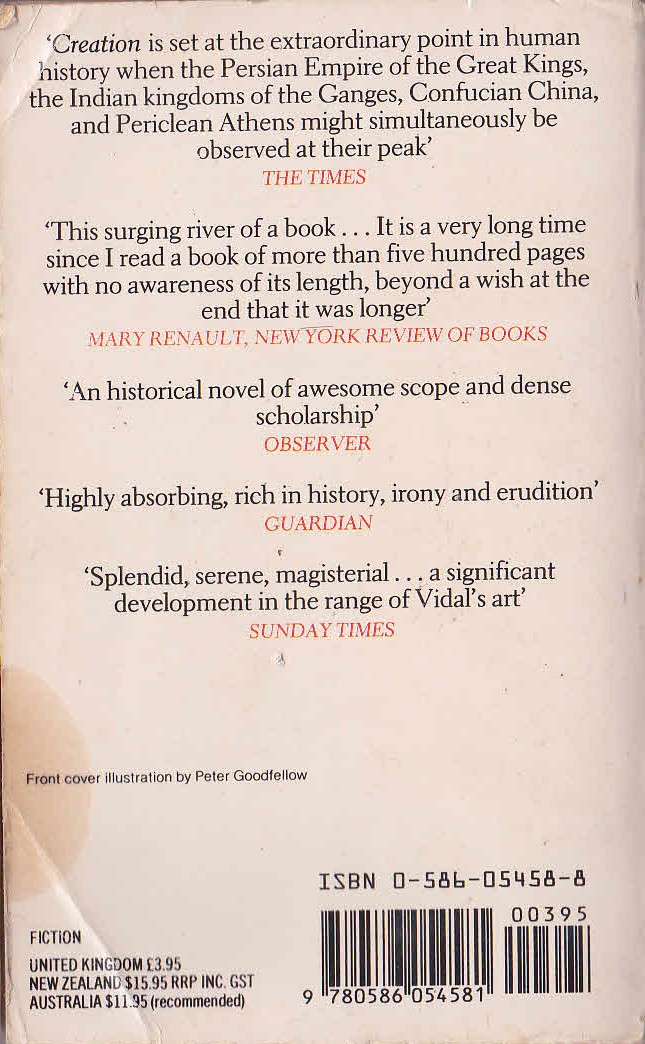 Gore Vidal  CREATION magnified rear book cover image