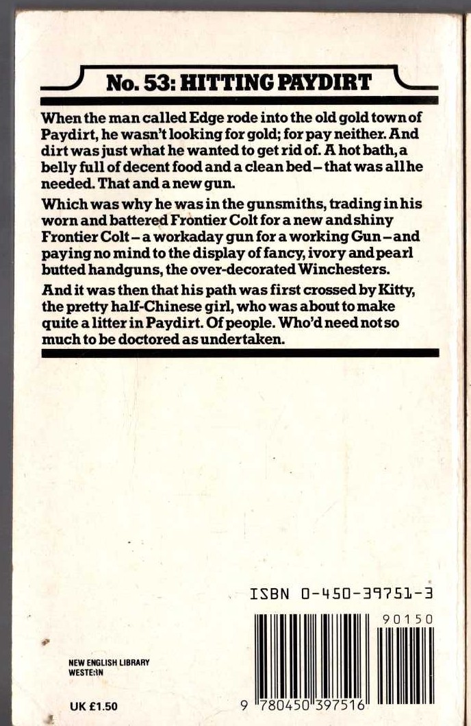 George G. Gilman  EDGE 53: HITTING PAYDIRT magnified rear book cover image