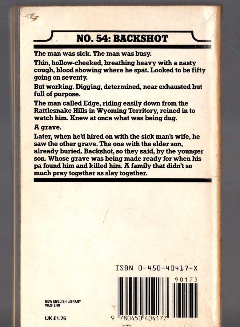 George G. Gilman  EDGE 54: BACKSHOT magnified rear book cover image