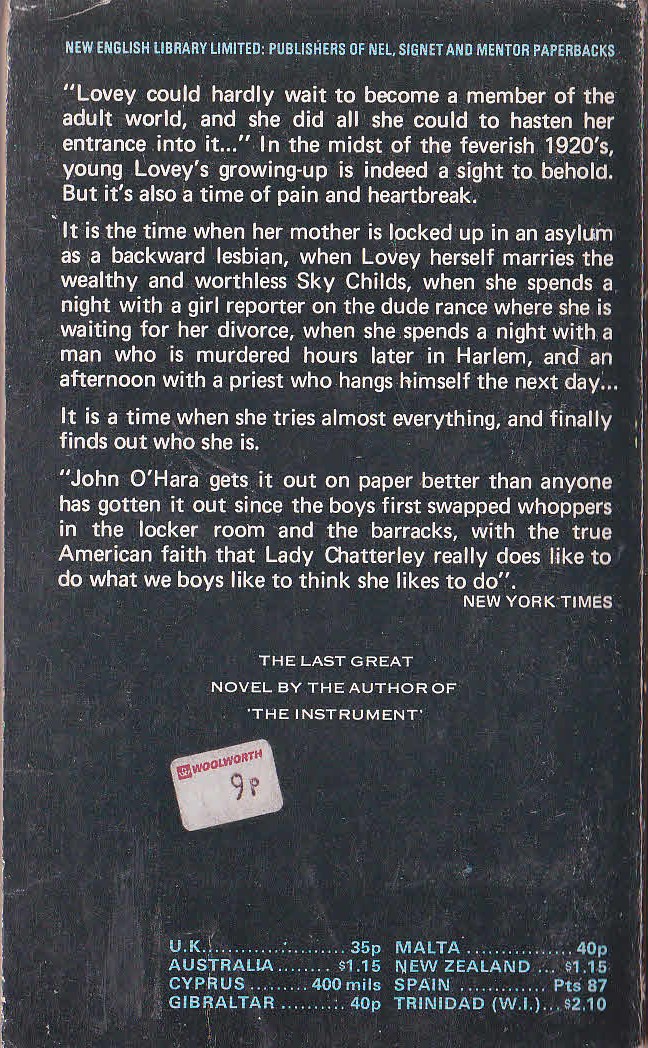 John O'Hara  LOVELY CHILDS magnified rear book cover image