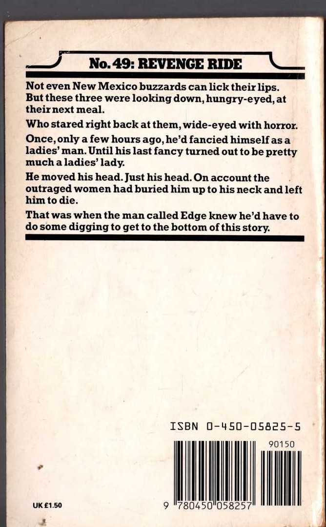 George G. Gilman  EDGE 49: REVENGE RIDE magnified rear book cover image
