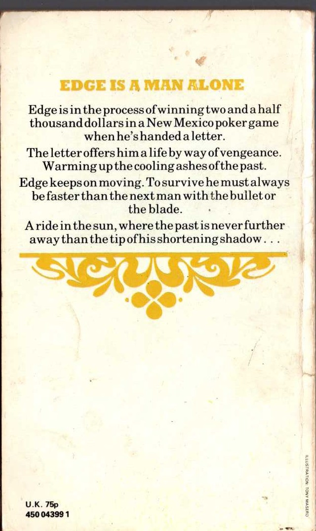 George G. Gilman  EDGE 34: A RIDE IN THE SUN magnified rear book cover image