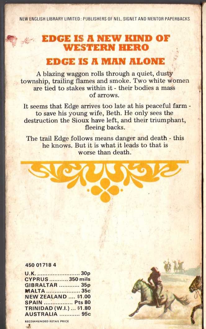 George G. Gilman  EDGE 11: SIOUX UPRISING magnified rear book cover image