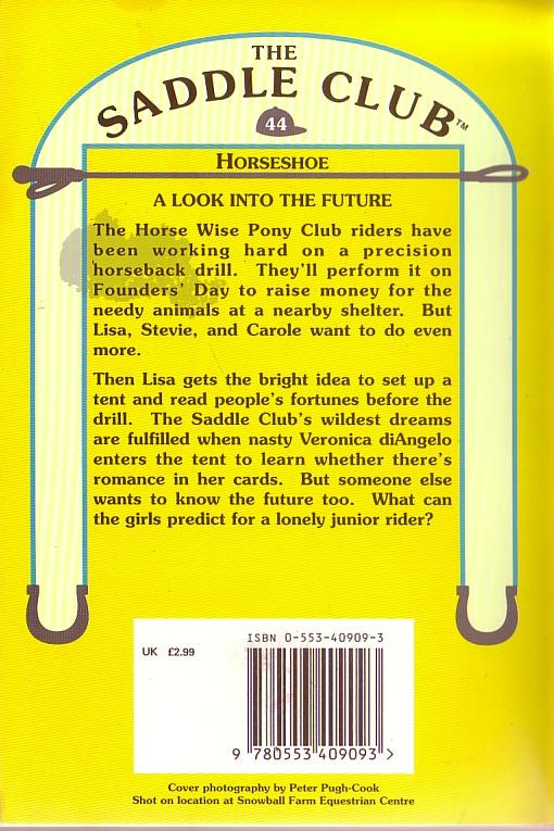 Bonnie Bryant  THE SADDLE CLUB 44: Horseshoe magnified rear book cover image