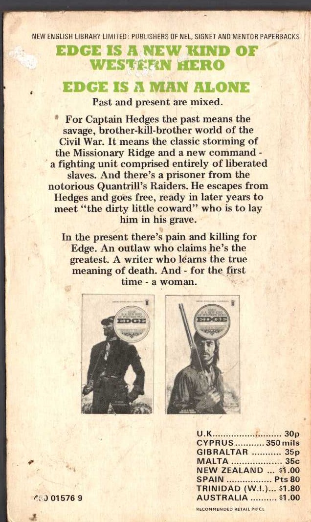 George G. Gilman  EDGE 10: VENGEANCE IS BLACK magnified rear book cover image