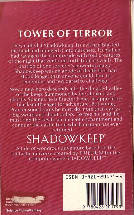 Alan Dean Foster  SHADOWKEEP magnified rear book cover image