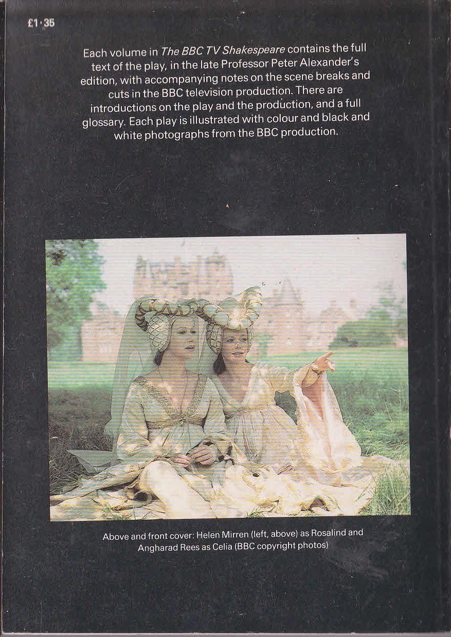 William Shakespeare  AS YOU LIKE IT (BBC TV) magnified rear book cover image