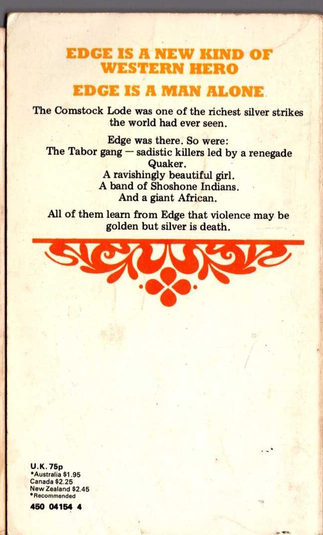 George G. Gilman  EDGE 5: BLOOD ON SILVER magnified rear book cover image