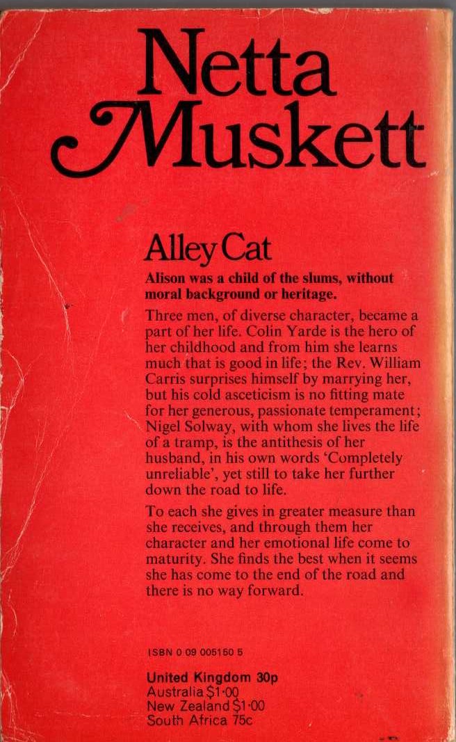 Netta Muskett  ALLEY CAT magnified rear book cover image