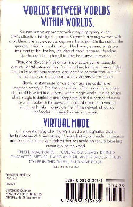 Piers Anthony  VIRTUAL MODE magnified rear book cover image