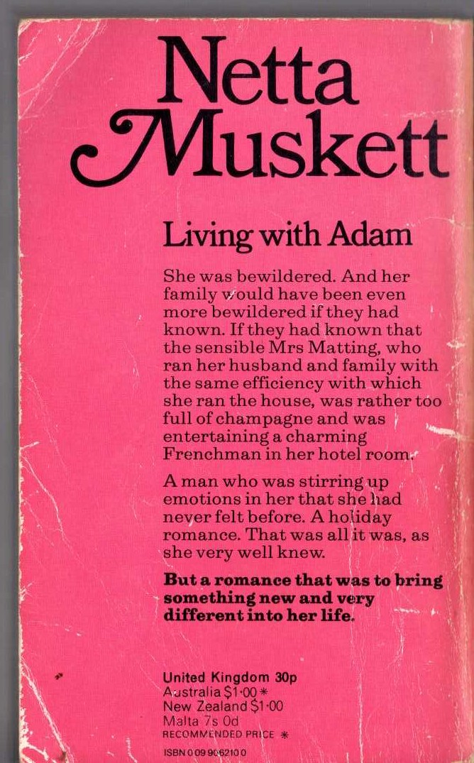 Netta Muskett  LIVING WITH ADAM magnified rear book cover image