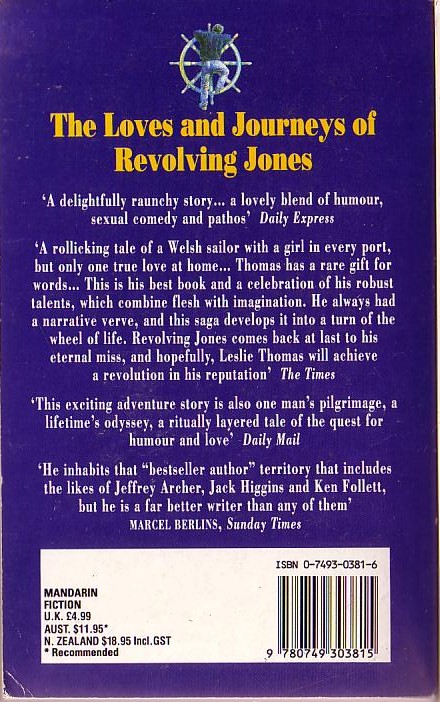 Leslie Thomas  THE LOVES AND JOURNEYS OF REVOLVING JONES magnified rear book cover image