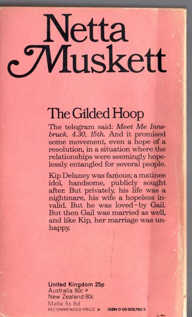 Netta Muskett  THE GILDED HOOP magnified rear book cover image