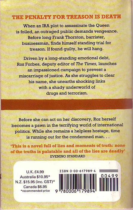 John Trenhaile  ACTS OF BETRAYAL magnified rear book cover image