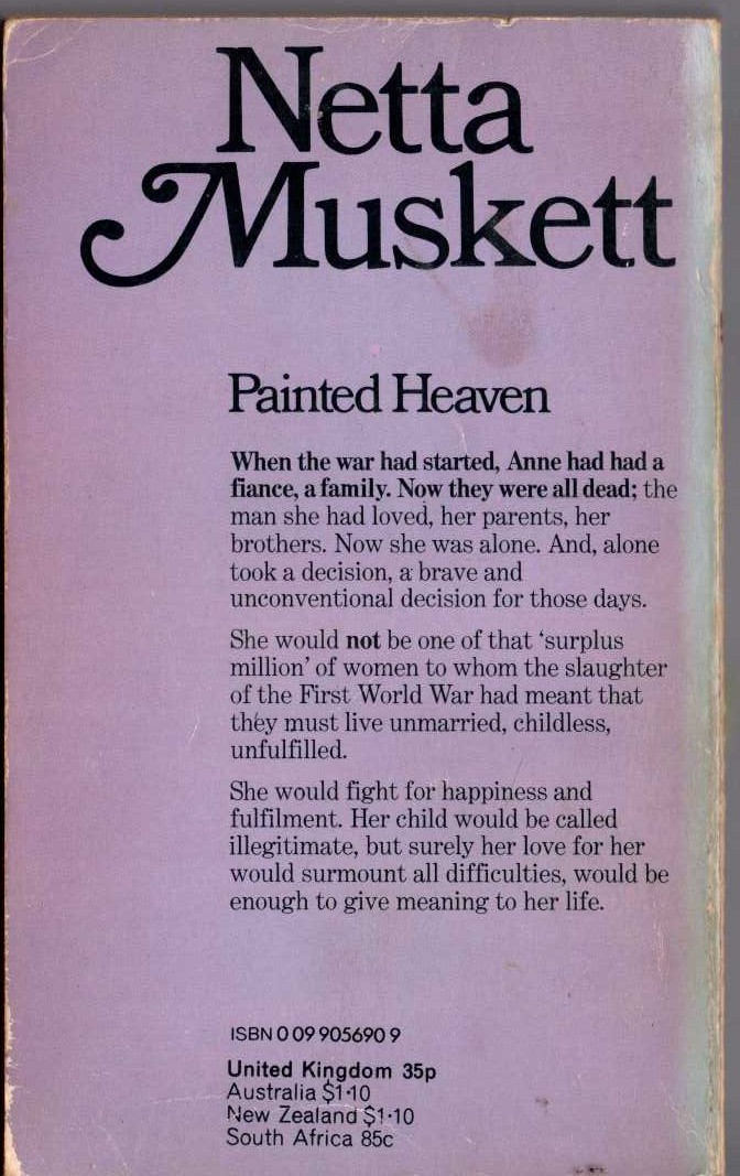 Netta Muskett  PAINTED HEAVEN magnified rear book cover image