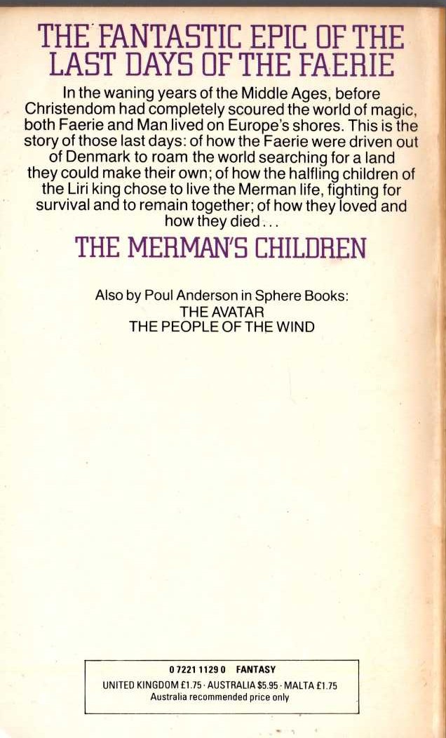 Poul Anderson  THE MERMAN'S CHILDREN magnified rear book cover image