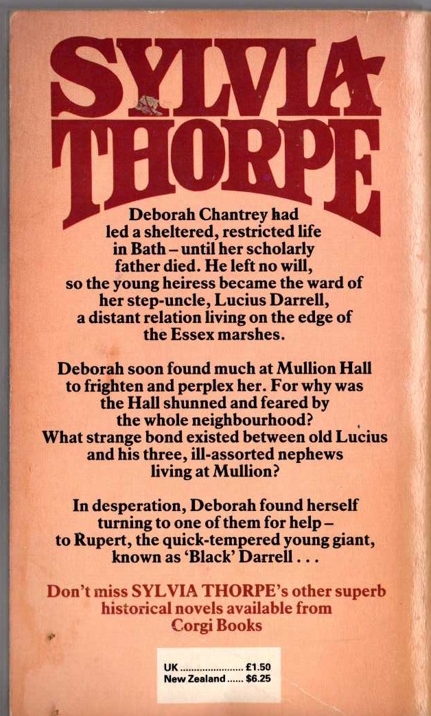 Sylvia Thorpe  SMUGGLERS' MOON magnified rear book cover image