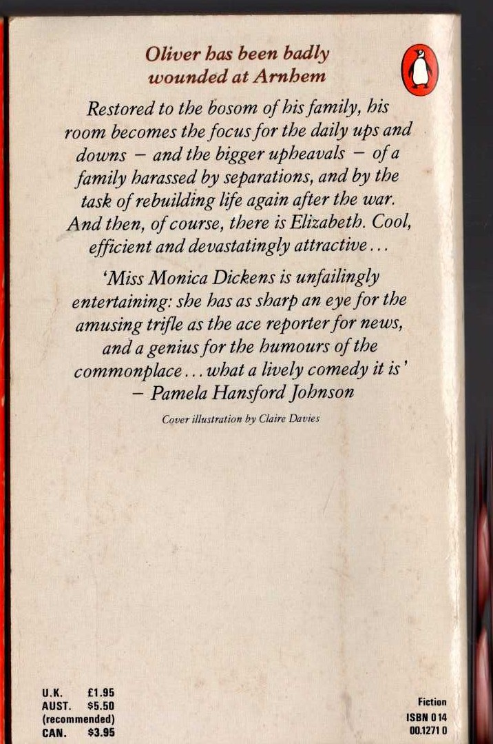 Monica Dickens  THE HAPPY PRISONER magnified rear book cover image