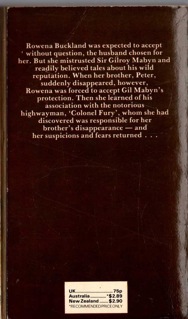 Sylvia Thorpe  THE HIGHWAYMAN magnified rear book cover image