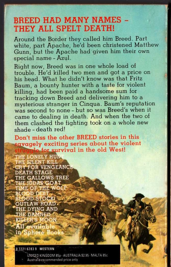 James A. Muir  BREED 13: BOUNTY HUNTER! magnified rear book cover image