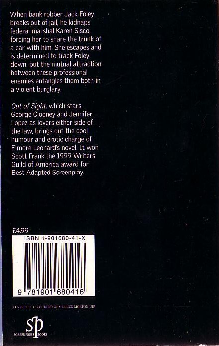 Scott Frank  OUT OF SIGHT [Screenplay] (George Clooney) magnified rear book cover image