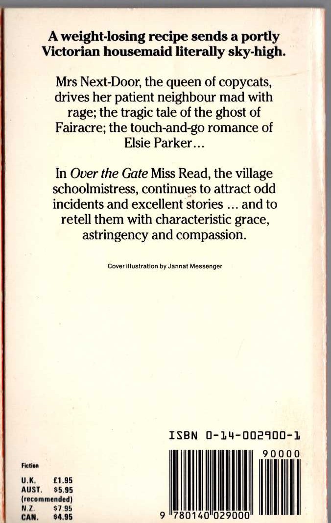 Miss Read  OVER THE GATE magnified rear book cover image