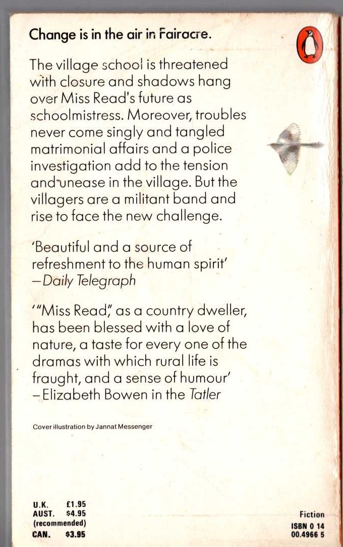 Miss Read  VILLAGE AFFAIRS magnified rear book cover image