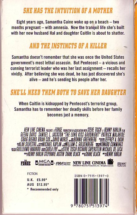 Randall Boyll  THE LONG KISS GOODNIGHT (Geena Davis & Samuel L.Jackson) magnified rear book cover image