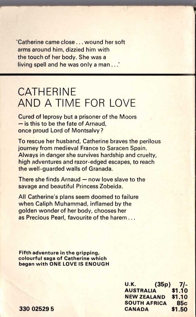 Juliette Benzoni  CATHERINE AND A TIME FOR LOVE magnified rear book cover image