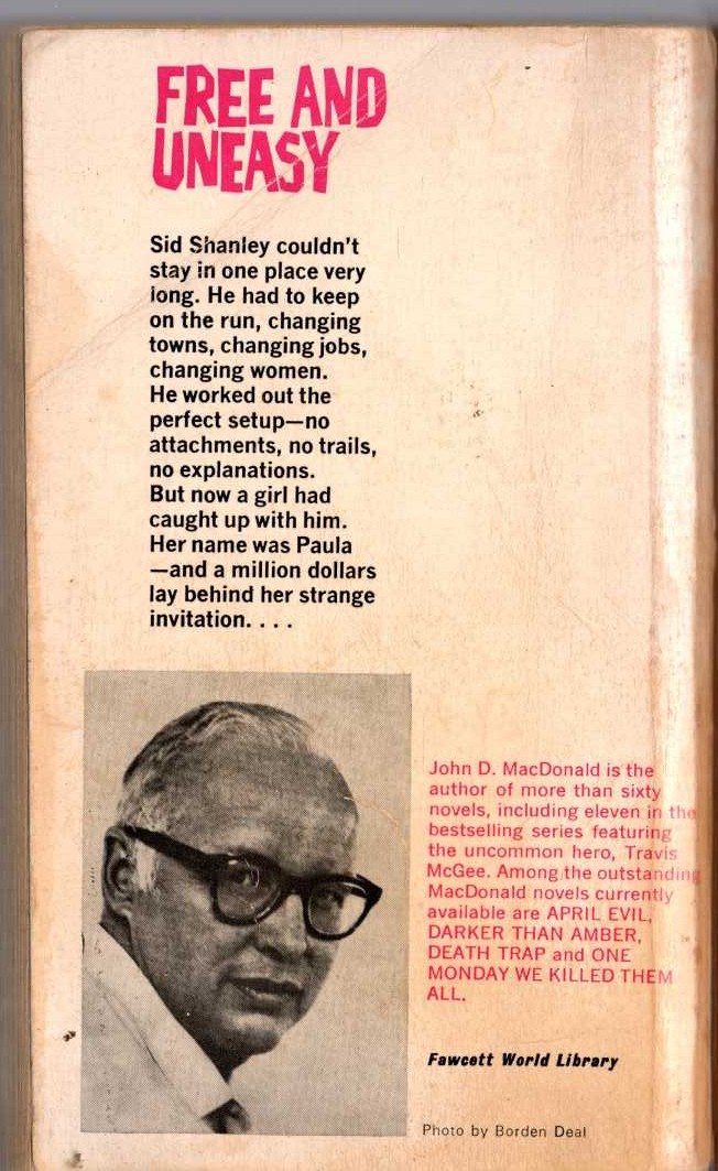 John D. MacDonald  ON THE RUN magnified rear book cover image