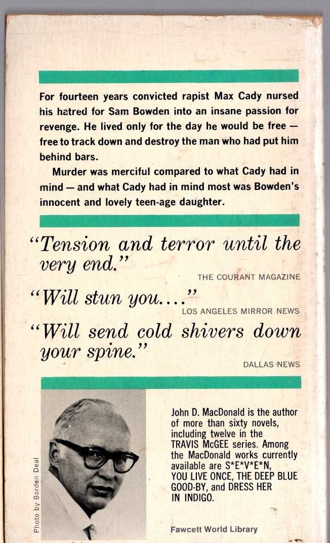 John D. MacDonald  THE EXECUTIONERS magnified rear book cover image
