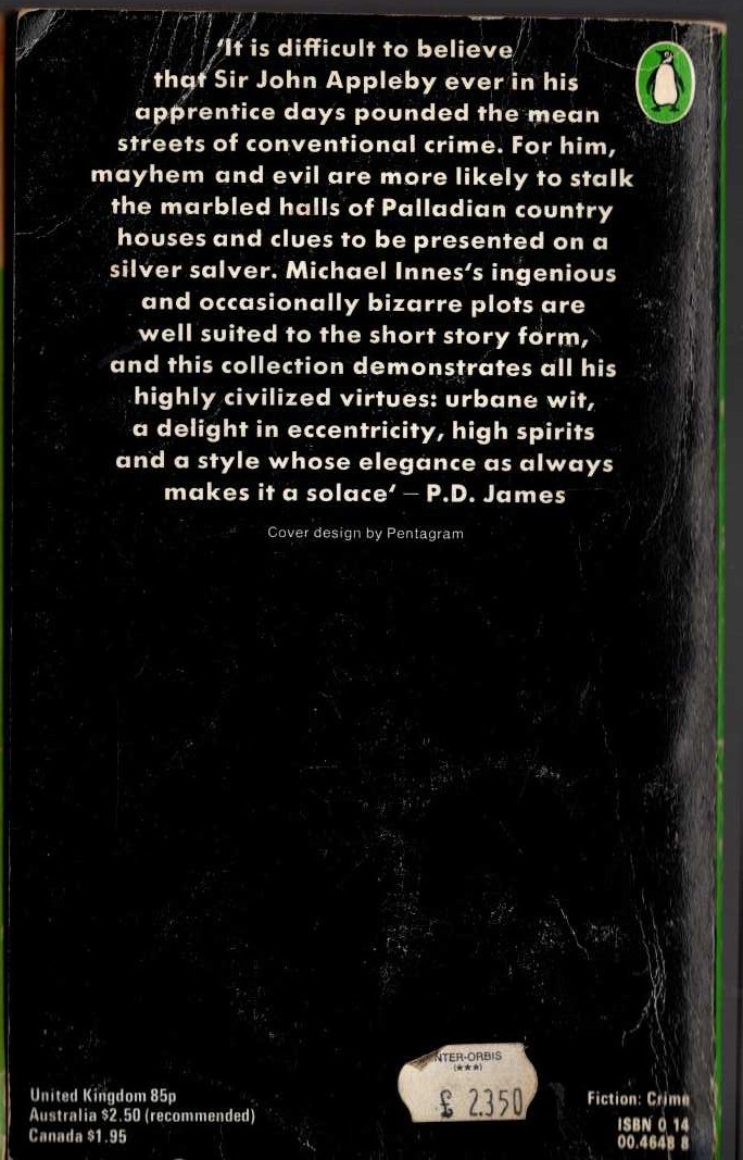 Michael Innes  THE APPLEBY FILE magnified rear book cover image