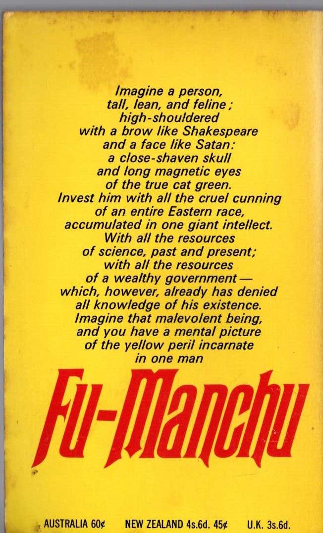 Sax Rohmer  PRESIDENT FU-MANCHU magnified rear book cover image