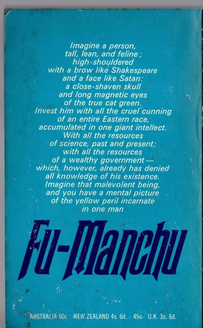 Sax Rohmer  THE BRIDE OF FU-MANCHU magnified rear book cover image
