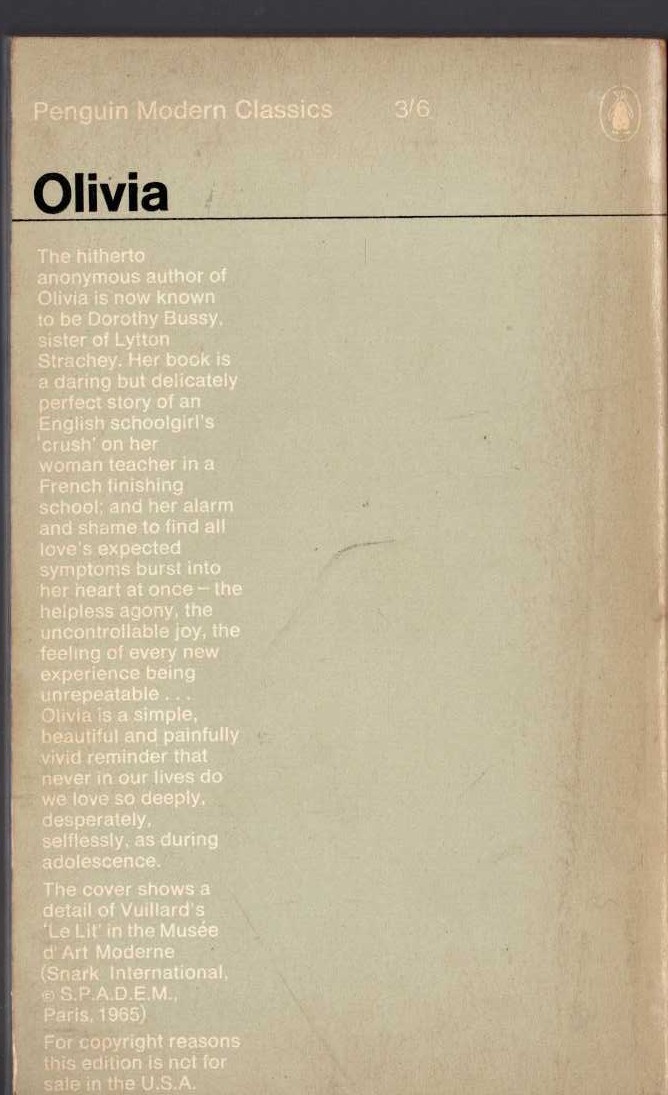 Olivia   OLIVIA magnified rear book cover image
