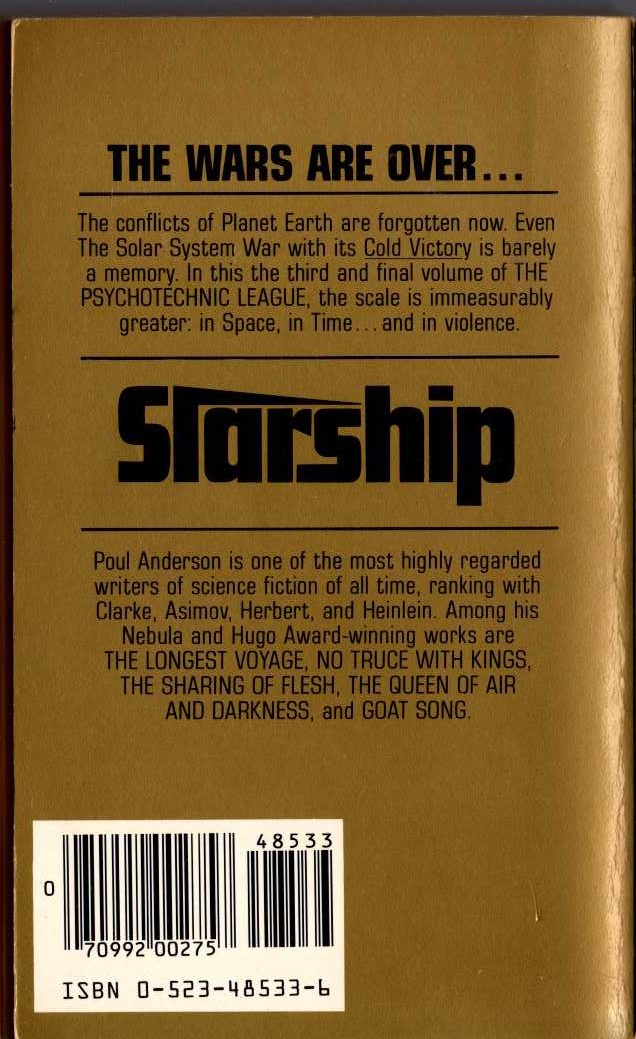 Poul Anderson  STARSHIP magnified rear book cover image