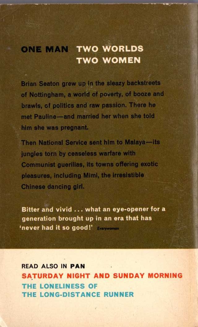 Alan Sillitoe  KEY TO THE DOOR magnified rear book cover image