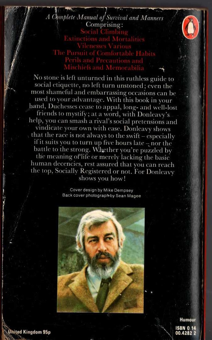 J.P. Donleavy  THE UNEXPURGATED CODE magnified rear book cover image