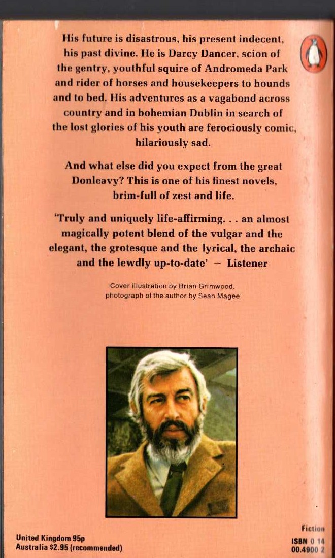 J.P. Donleavy  THE DESTINIES OF DARCY DANCER, GENTLEMAN magnified rear book cover image