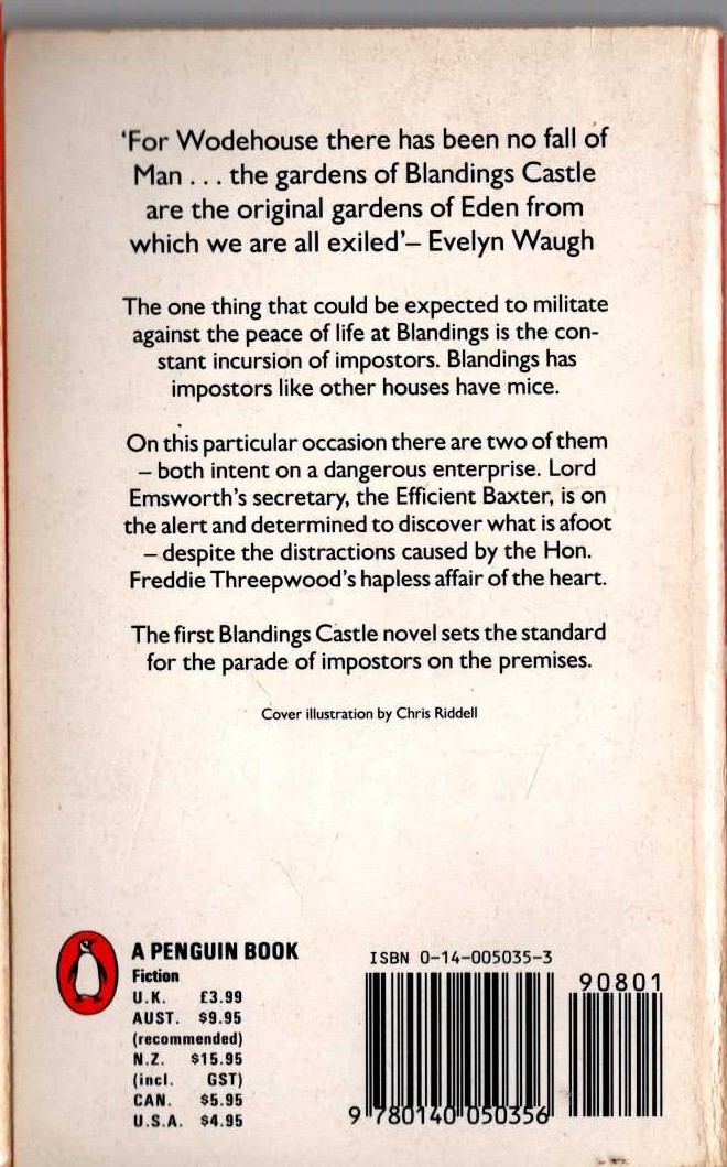 P.G. Wodehouse  SOMETHING FRESH magnified rear book cover image