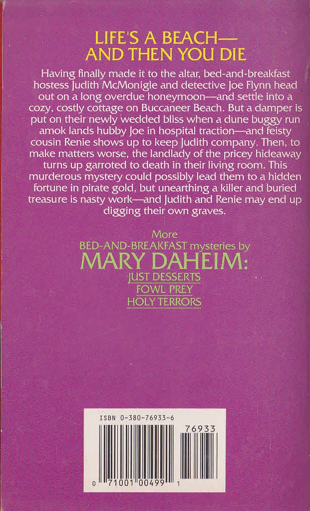 Mary Daheim  DUNE TO DEATH magnified rear book cover image