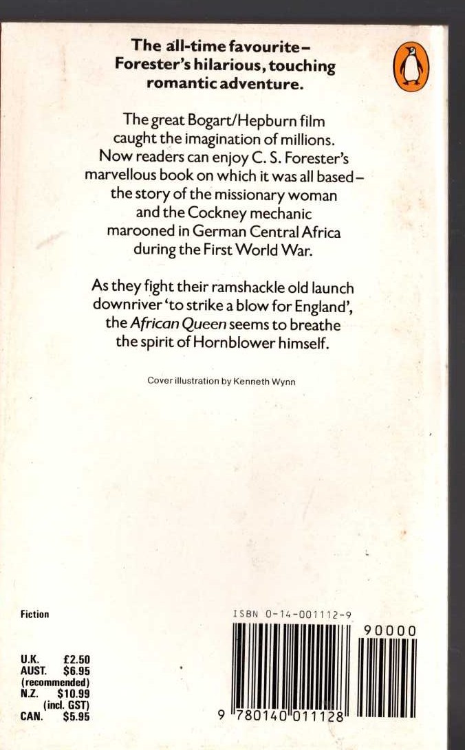 C.S. Forester  THE AFRICAN QUEEN magnified rear book cover image