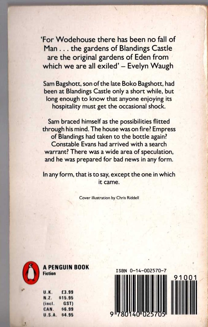 P.G. Wodehouse  GALAHAD AT BLANDINGS magnified rear book cover image