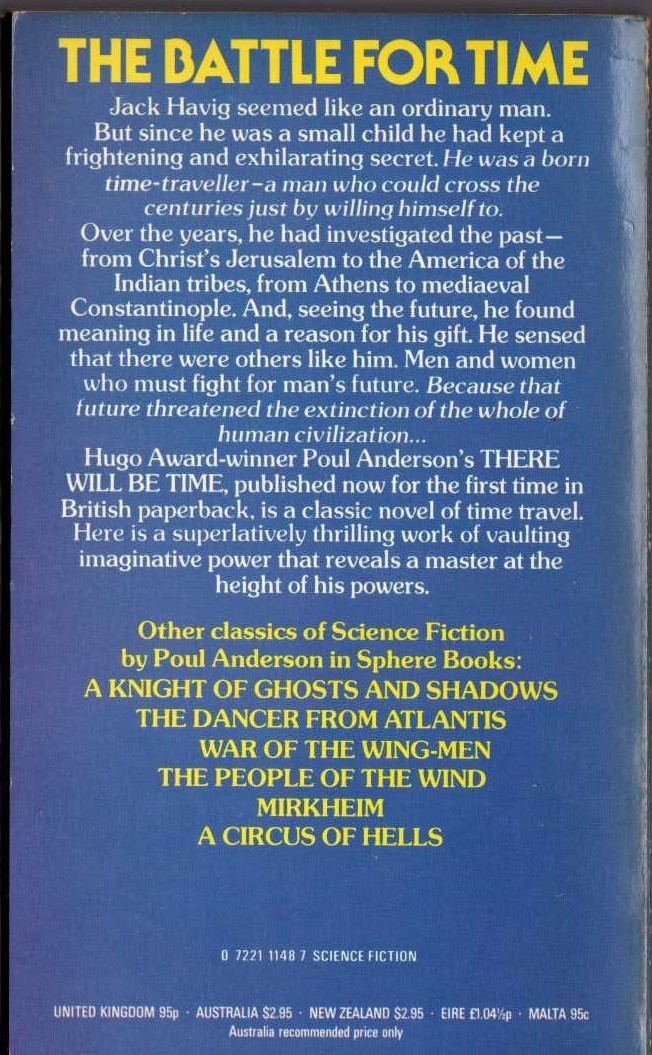 Poul Anderson  THERE WILL BE TIME magnified rear book cover image